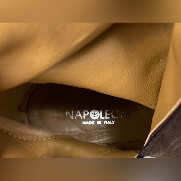 Napoleoni Made in Italy Tall Wedge Heel Brown Suede Winter Boots Size 39 USA 9 - Picture 10 of 16